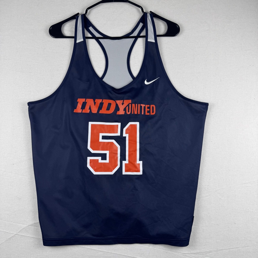 Nike Indy United Reversible Basketball Jersey Navy White Orange Mesh XL 51